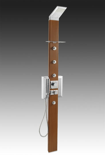 PRISMA pannello doccia monocomando 185 finitura alluminio effetto legno ciliegio - Bagno Italiano