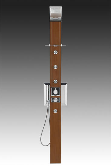 PRISMA pannello doccia monocomando 185 finitura alluminio effetto legno ciliegio - Bagno Italiano