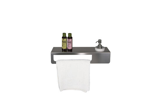 EDEN  mensola portasalviette con dosatore in PVC bianco L. 47 cm  - Bagno Italiano