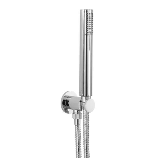Presa acqua con supporto, flessibile e doccetta in ottone finitura cromo - Bagno Italiano