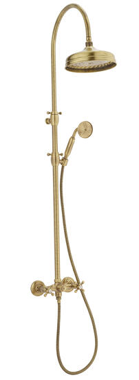 OLD FASHION Colonna doccia completa di gruppo doccia esterno deviatore integrato finitura cromo con soffione da cm 30 - Bagno Italiano