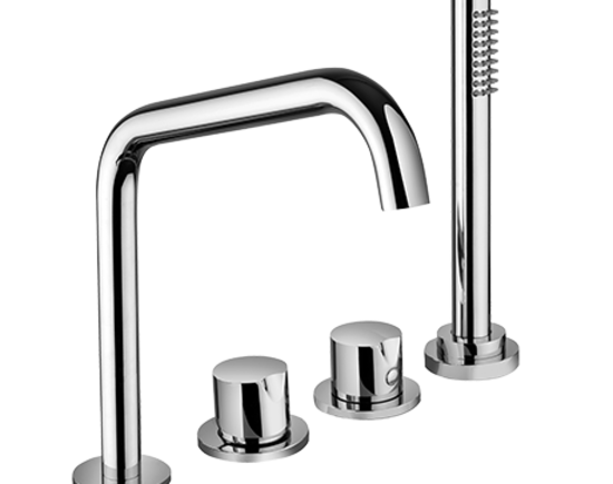 ARKA miscelatore bordo vasca 4 fori con kit doccia finitura cromo  - Bagno Italiano