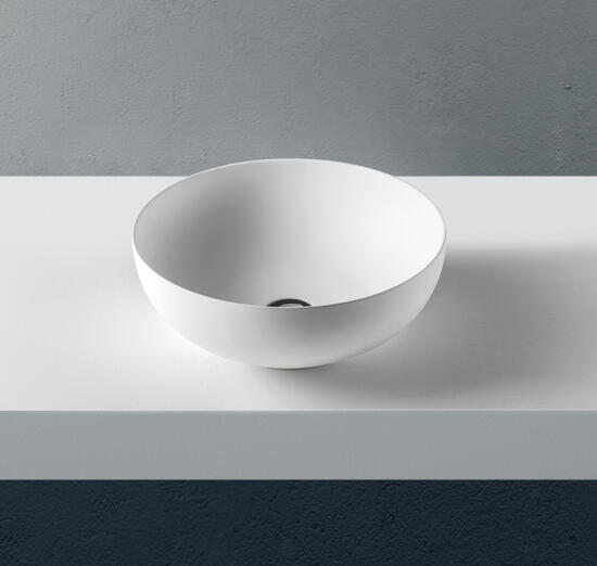 SOLID SURFACE - CORIAN Lavabo da appoggio cm Ø40 finitura bianco - Bagno Italiano