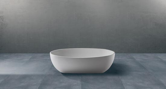 SOLID SURFACE - CORIAN  OVAL Vasca free standing cm 155 colore bianco  - Bagno Italiano