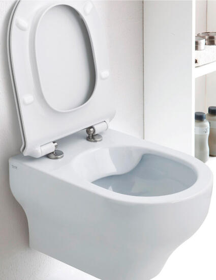CLEAR Vaso sospeso Rimless bianco opaco con coprivaso slim caduta rallentata bianco opaco - Bagno Italiano