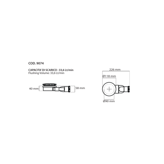 Ceramica Galassia piletta click clack con cover in ceramica finitura bianco matt - Bagno Italiano