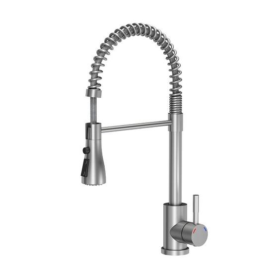 miscelatore lavello con doccia estraibile in acciaio inox finitura satinato - Bagno Italiano