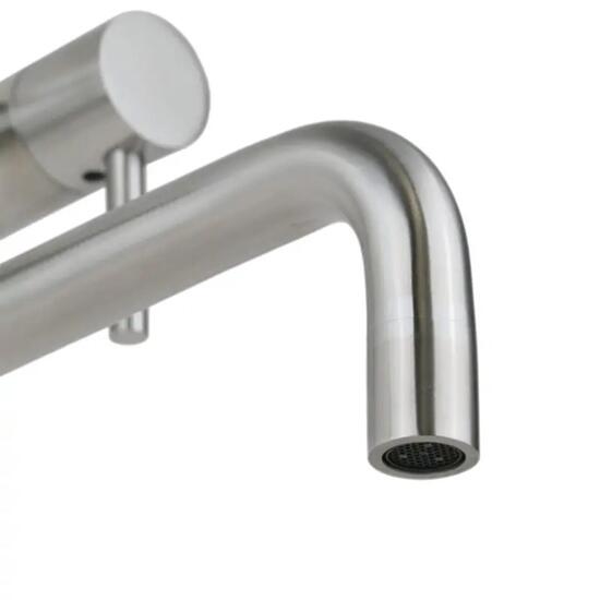 EMPORIO MOTTA Rubinetto Cucina in acciaio inox con Bocca Squadrata a Parete 2 Leve - Bagno Italiano