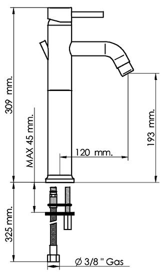 MINIMA MM113 rubinetto monocomando lavabo prolungato  con scarico 1 1/4 - Bagno Italiano