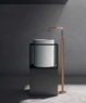 CORE 46 Lavabo da appoggio cm Ø37 + Struttura sottolavabo cm 46 x 46 in acciaio nero opaco - Bagno Italiano