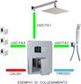 AQUARELAX miscelatore CUBE rubinetto bagno doccia incasso 3 vie monoleva monocomando cromo quadrato tre uscite  - Bagno Italiano