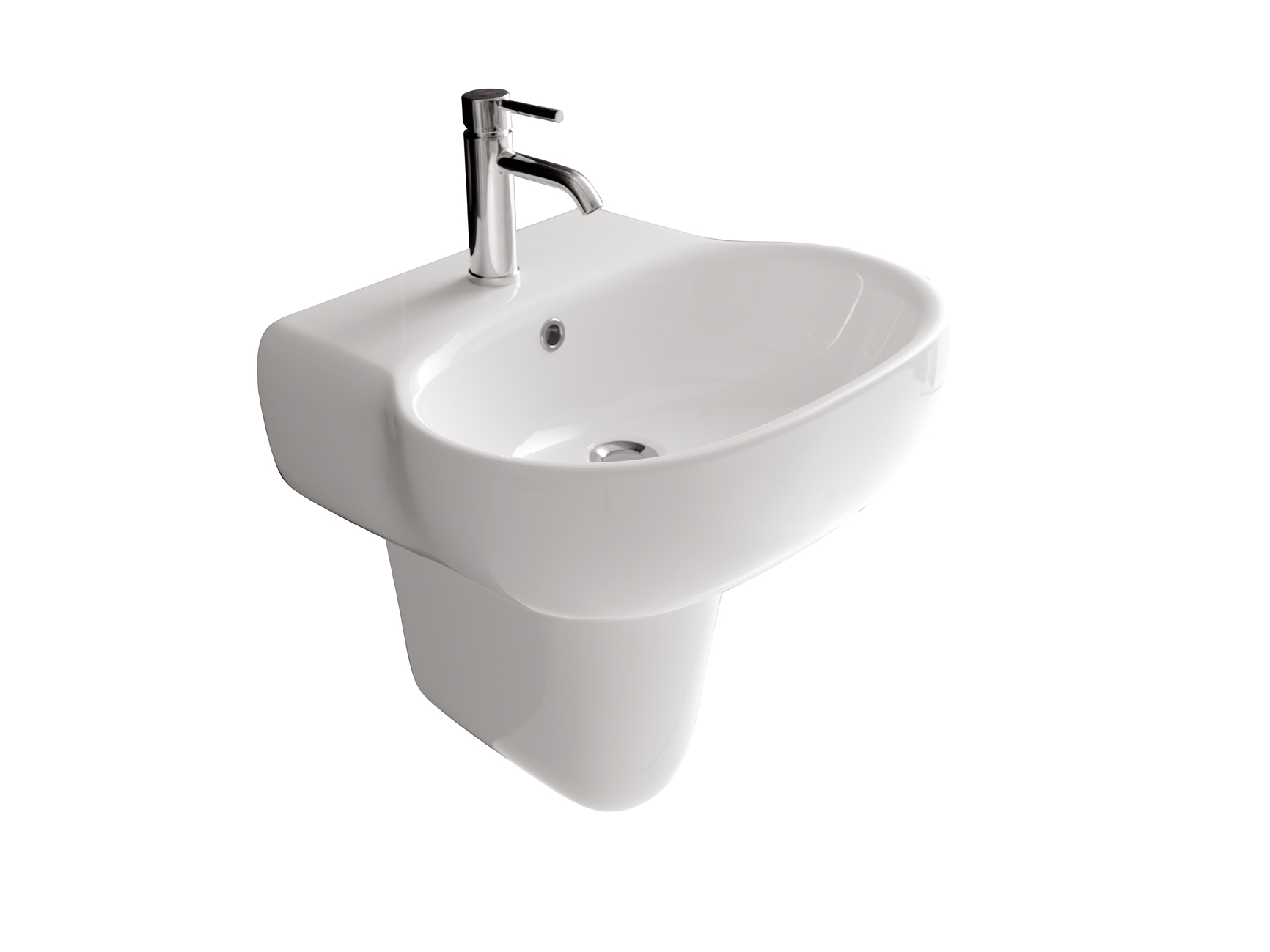 ERGO 7119+7121 lavabo cm 55x48xh18, monoforo + semicolonna - Bagno Italiano