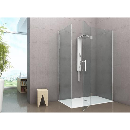 PANORAMA Box doccia Angolare fix+porta battente cm 90x120 finitura cromo lucido (misura 88/90-118/120 h.200) - Bagno Italiano