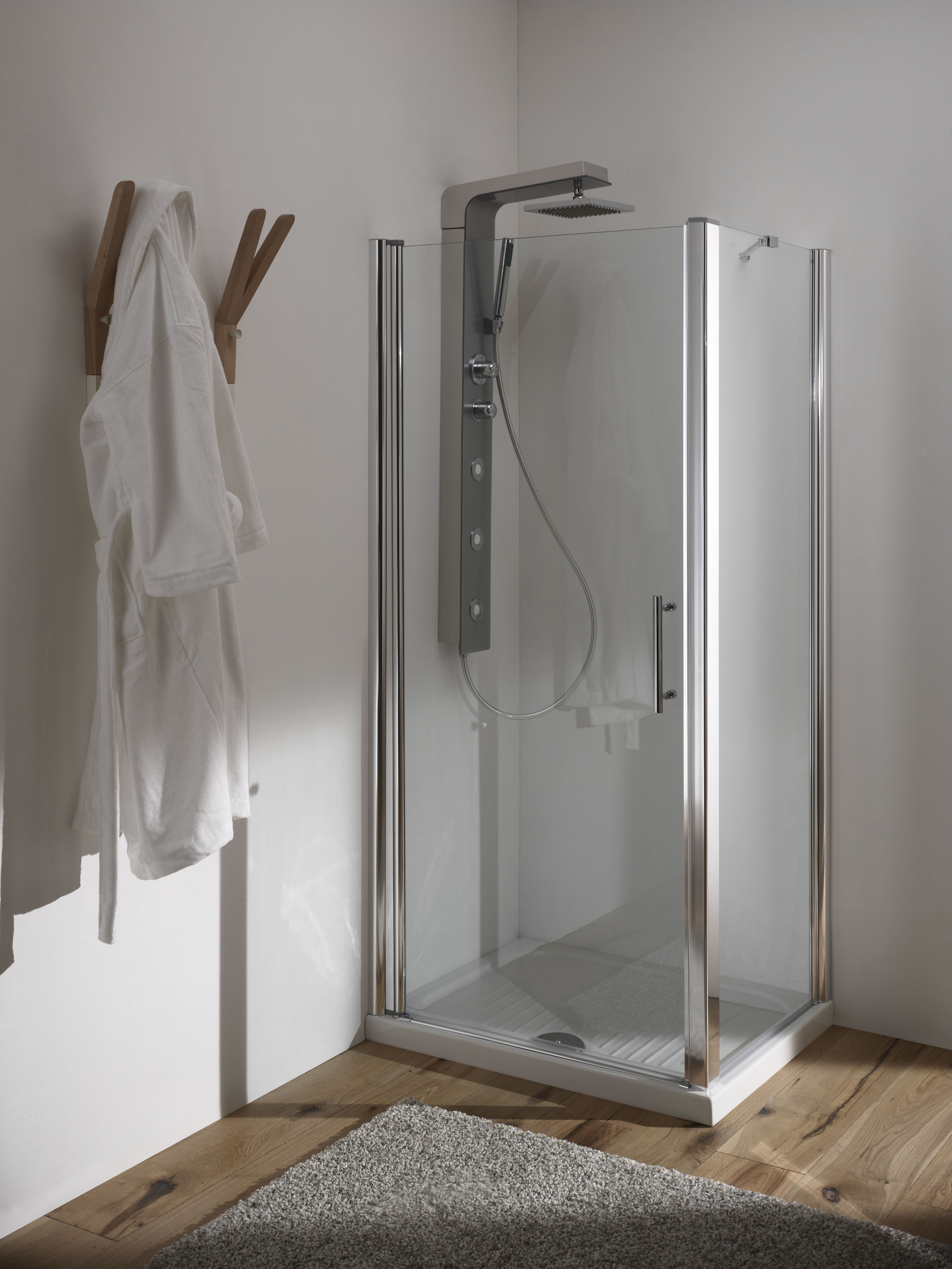 BLADY DOOR Porta a battente finitura bianco 80 cm trasparente (misura 75/80 h.185) - Bagno Italiano