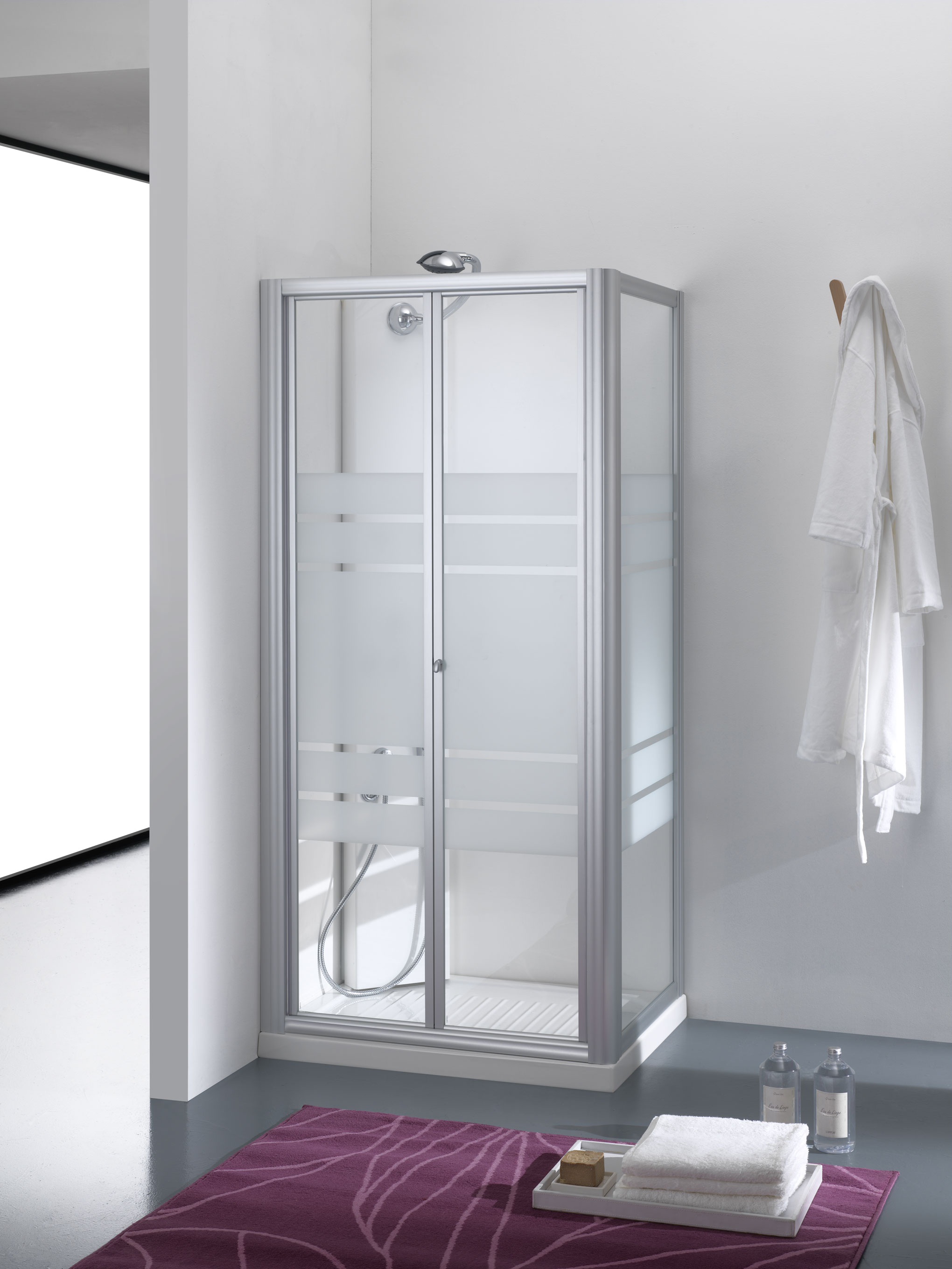 BOREAS Porta a soffietto finitura argento satinato 100 cm stampato (misura 95/100 h.185) - Bagno Italiano