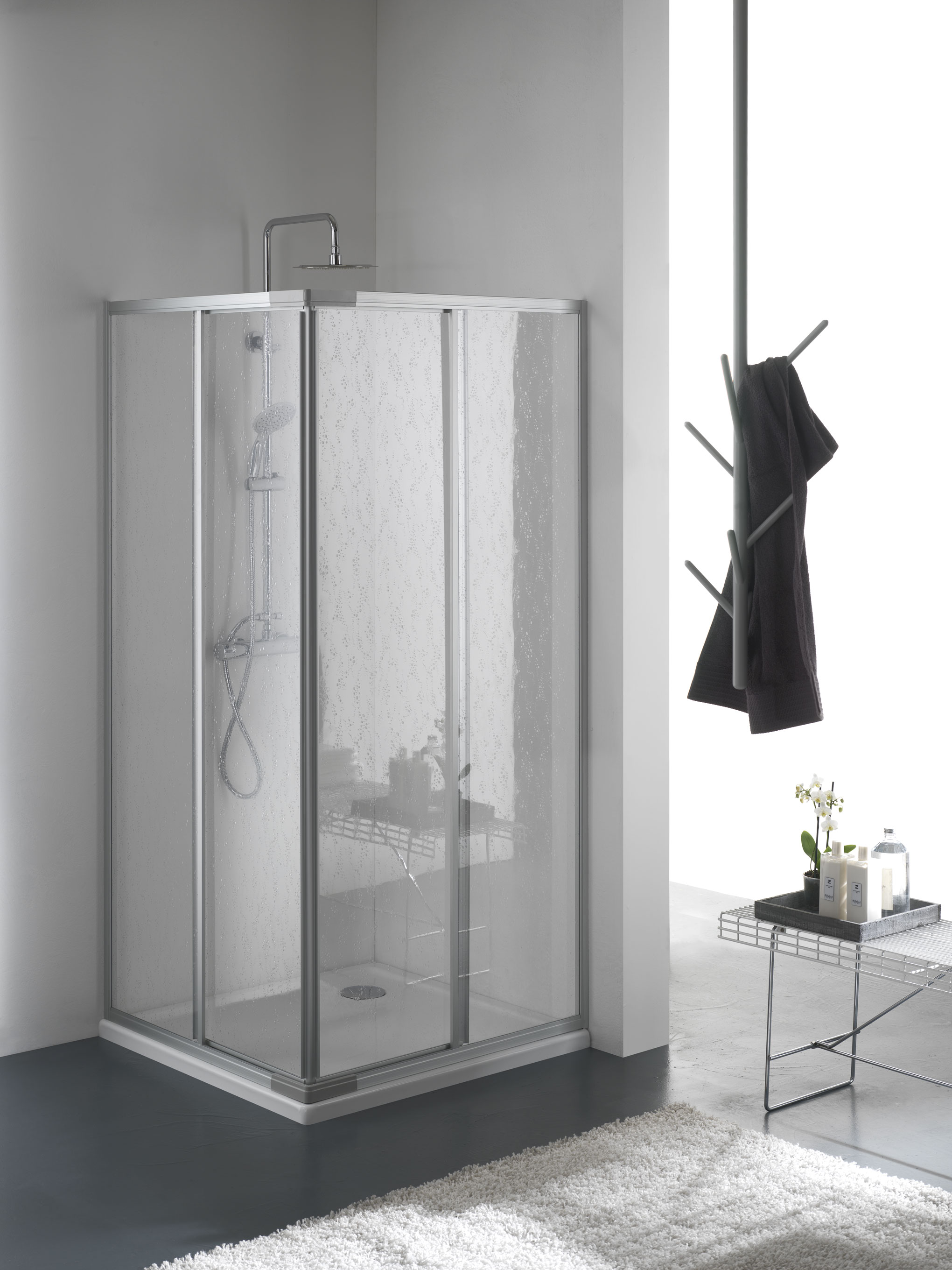 BRIO Box doccia Angolare scorrevole finitura bianco 80 cm trasparente (misura 70/80-70/80 h.185) - Bagno Italiano