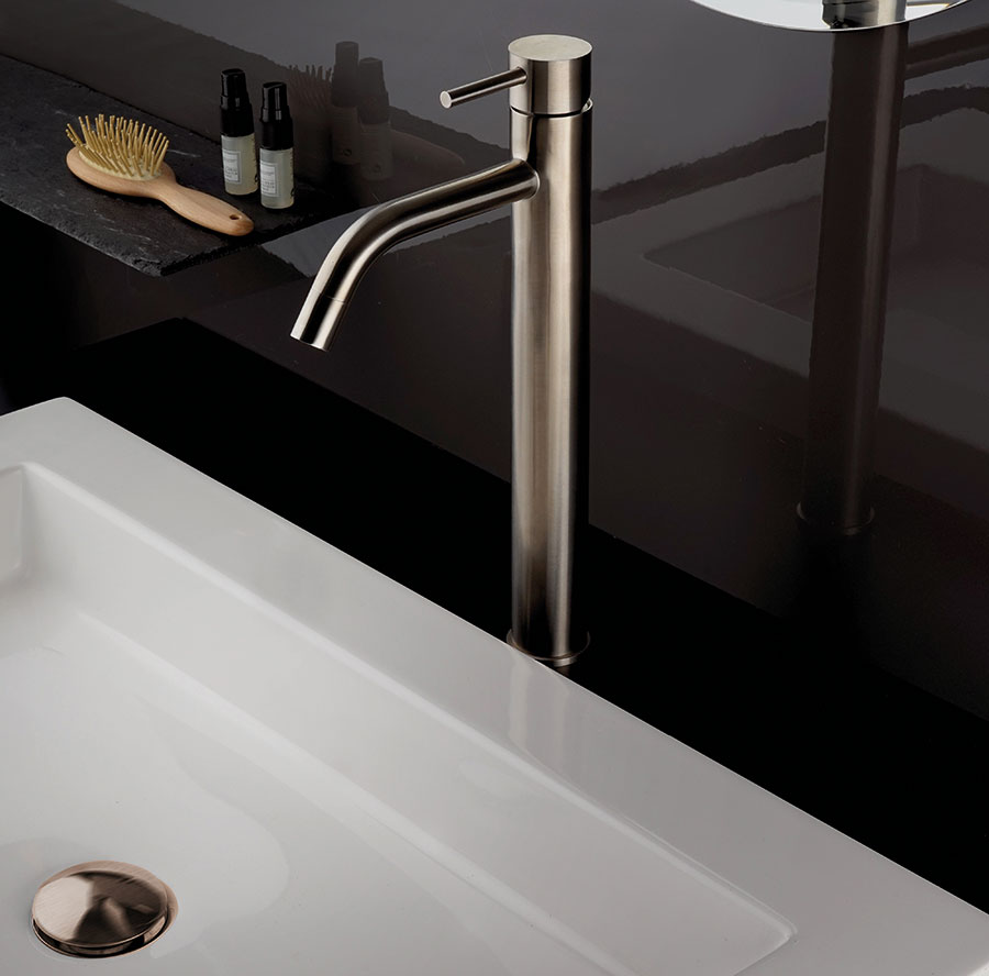 XONI miscelatore lavabo alto in acciaio inox con scarico finitura cromo -  Bagno Italiano