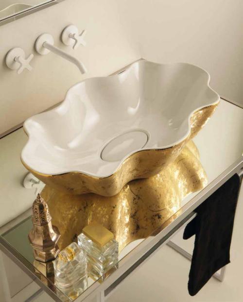 SEASTAR lavabo d'appoggio unique white&gold - Bagno Italiano
