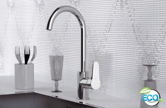 OMEGA ECO Miscelatore lavello monoforo 90° con canna alta girevole - Bagno Italiano