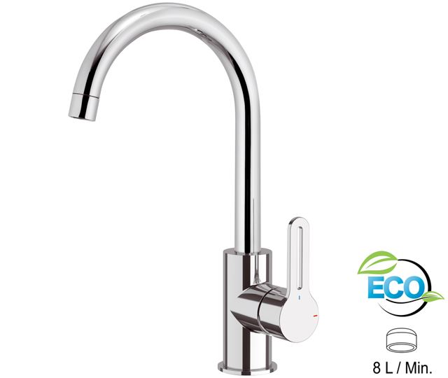 SMART ECO Miscelatore lavello monoforo 90° con canna alta girevole - Bagno Italiano