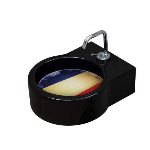 TURN lavabo d'appoggio nero + piastra Francia - Bagno Italiano