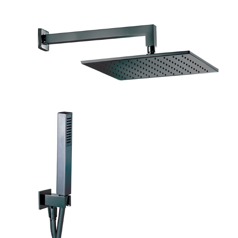 ESTRO QUADRO NERO kit soffione con presa acqua e doccia - Bagno Italiano