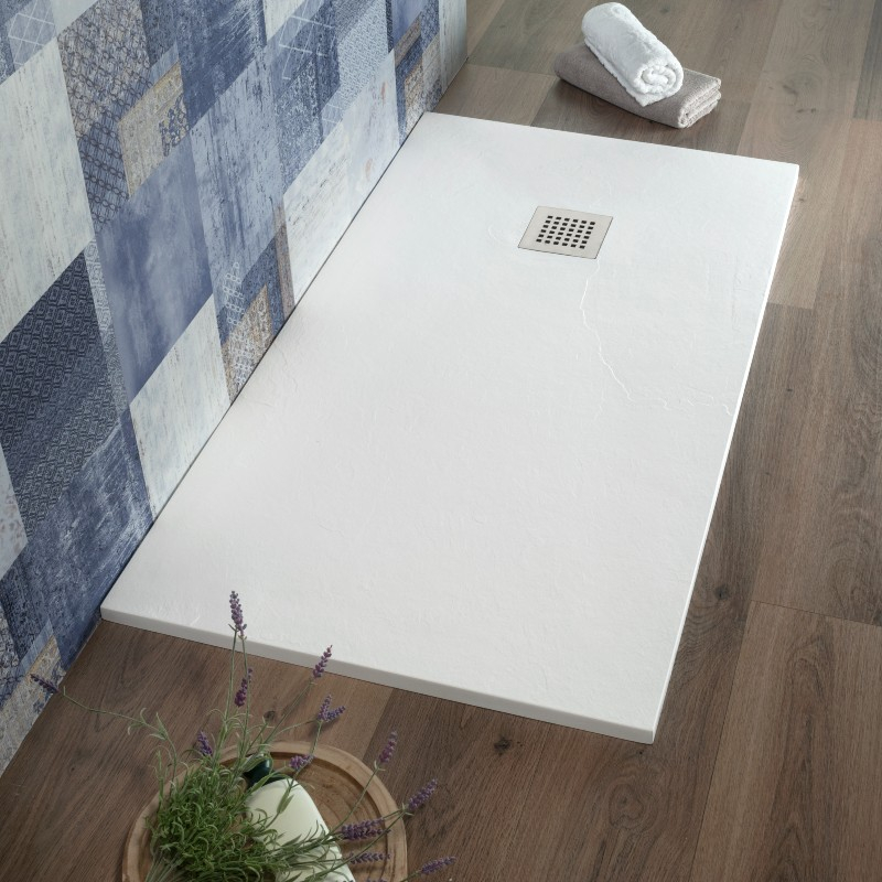 AQUArelax piatto doccia SLIM marmoresina rettangolare 70x100 cm bianco effetto pietra h 2,7cm - Bagno Italiano