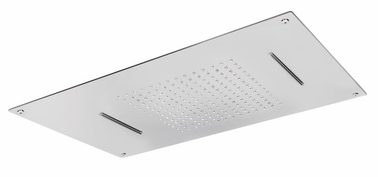 Soffione da incasso in acciaio inox 2 getti 700x400 finitura nero opaco - Bagno Italiano