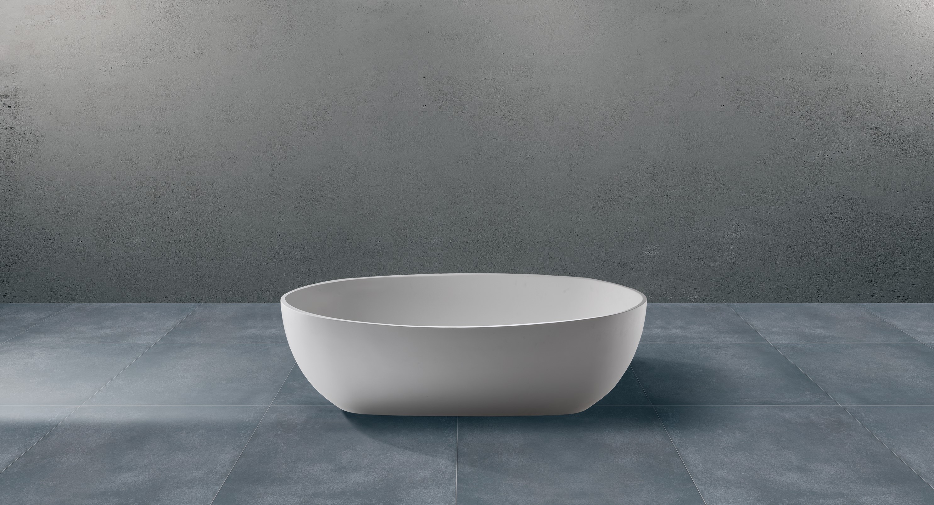 SOLID SURFACE - CORIAN  OVAL Vasca free standing cm 155 colore bianco  - Bagno Italiano